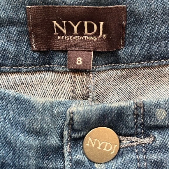 NWT NYDJ jeans women’s size 8 Ami  blue denim mid rise polka dot cotton blend - Picture 9 of 16